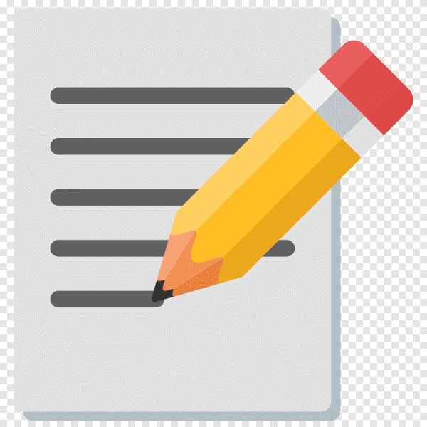 Смайлик с карандашом и бумагой