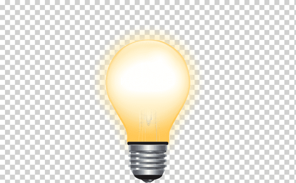 Лампочка светит на прозрачном фоне