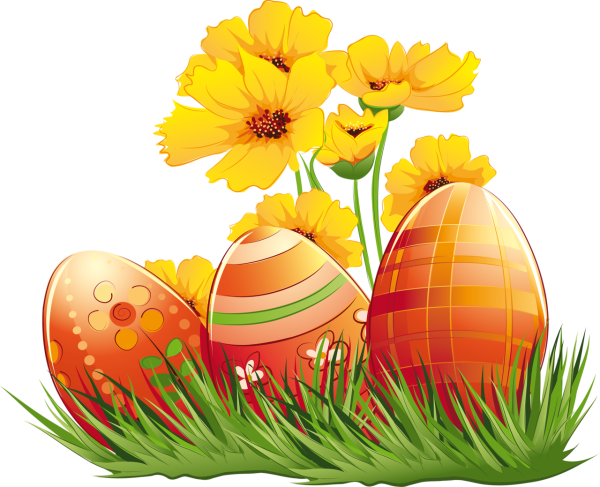 Пасхальные украшения на прозрачном фоне