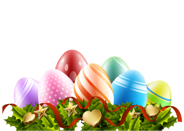 Пасхальные атрибуты на прозрачном фоне