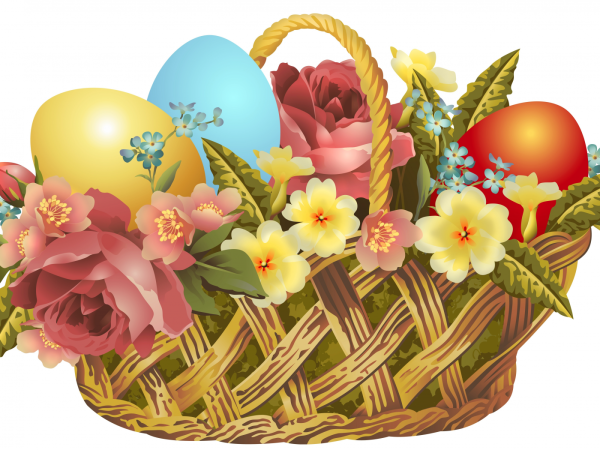 Пасхальная корзина на прозрачном фоне