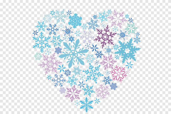 Цветные снежинки на прозрачном фоне