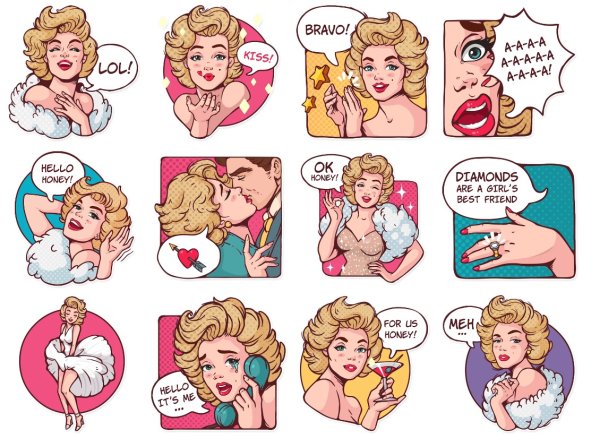 Стикеры телеграм Мэрилин Монро