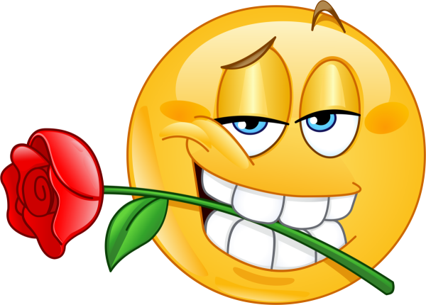 Смайлик с розой в зубах