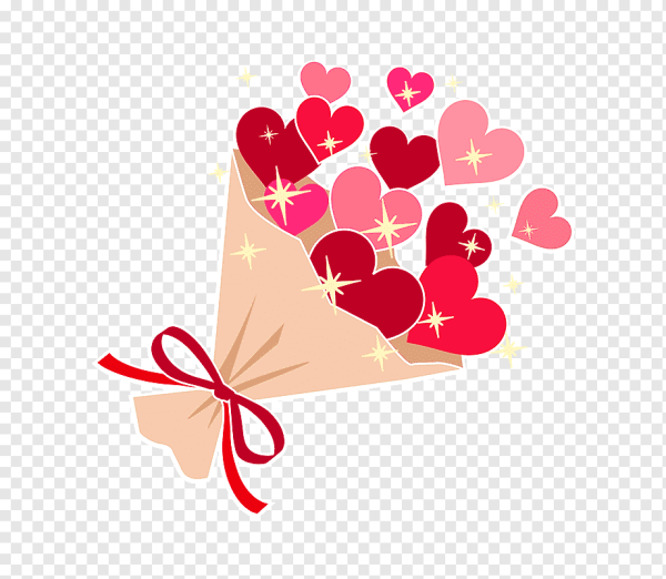 Сердечки и цветы на прозрачном фоне