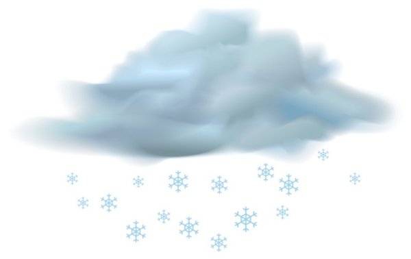 Облако со снегом на белом фоне