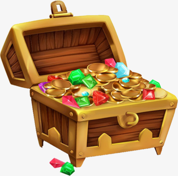 Открытый сундук с сокровищами