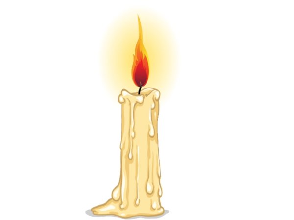 Горение свечи на белом фоне