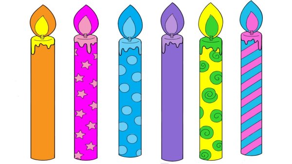 Торт со свечами нарисованный