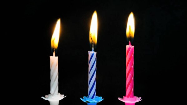 Горящие свечи на торте