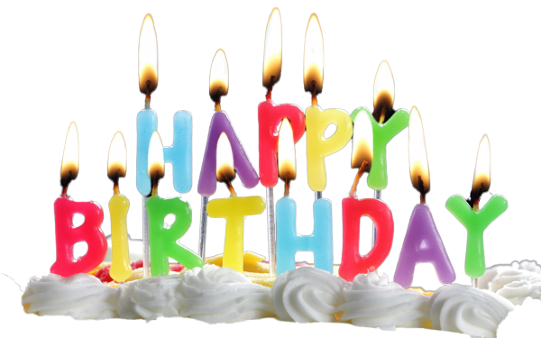 Торт со свечками на прозрачном фоне