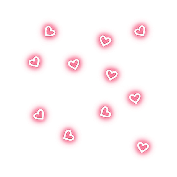 Неоновые сердечки на прозрачном фоне