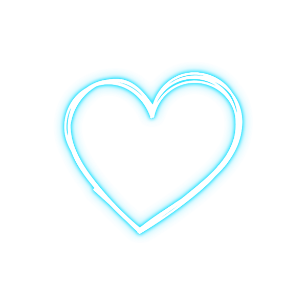 Неоновые сердечки на прозрачном фоне