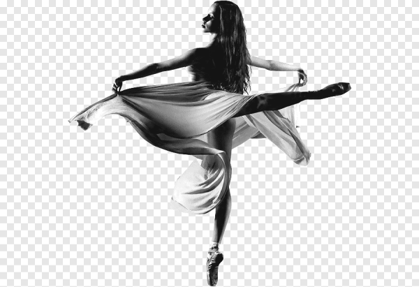 Девушка танцует на белом фоне