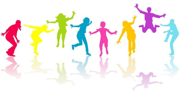 Силуэты подростков цветные