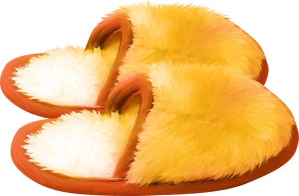 Оранжевые пушистые тапки