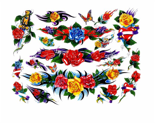 Тату узоры цветные