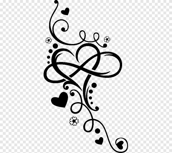 Тату сердце с завитушками