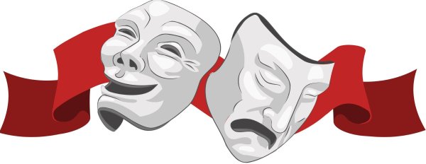 Театральные маски на белом фоне