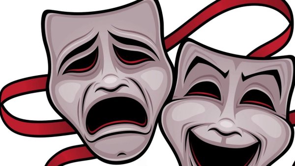 Театральные маски на белом фоне