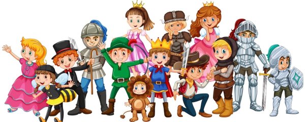 Векторные дети в маскарадных костюмах