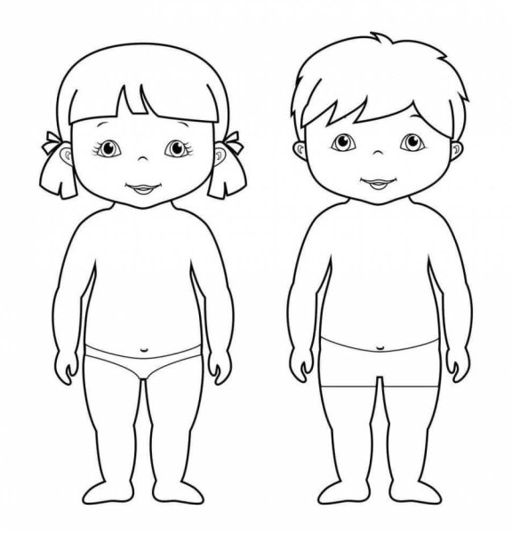 Трафарет кукла для детей