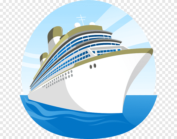 Круизный лайнер теплоход на белом фоне