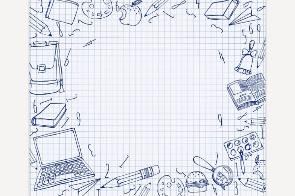 Школьный фон в клеточку с рисунками