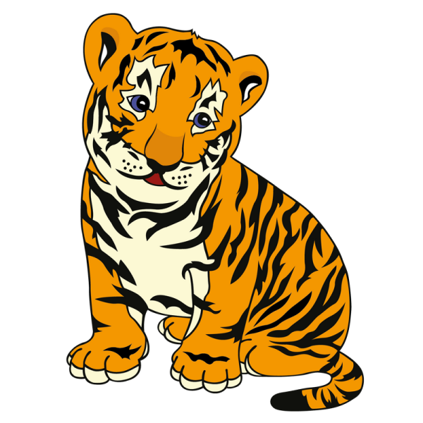 Тигренок на белом фоне