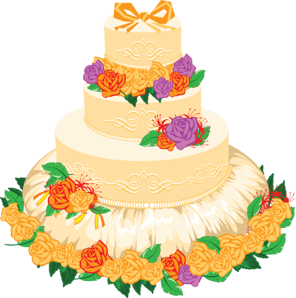 Торт праздничный на прозрачном фоне