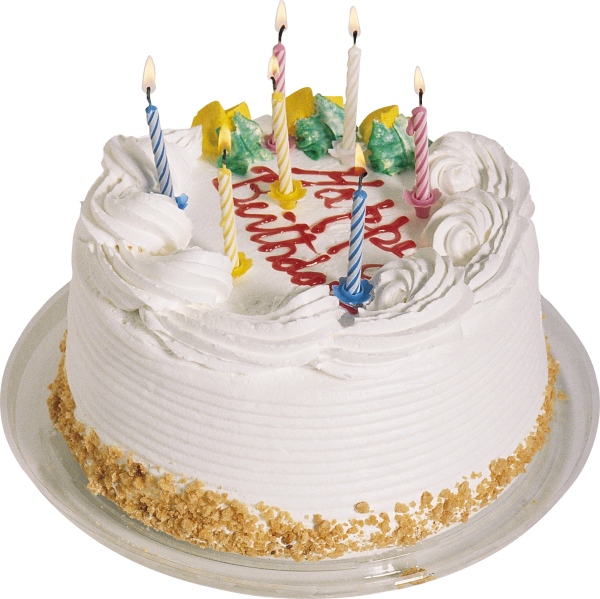 Тортик со свечами на белом фоне