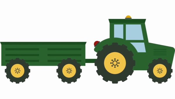 Трактор с прицепом вектор