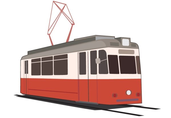 Трамвай на прозрачном фоне