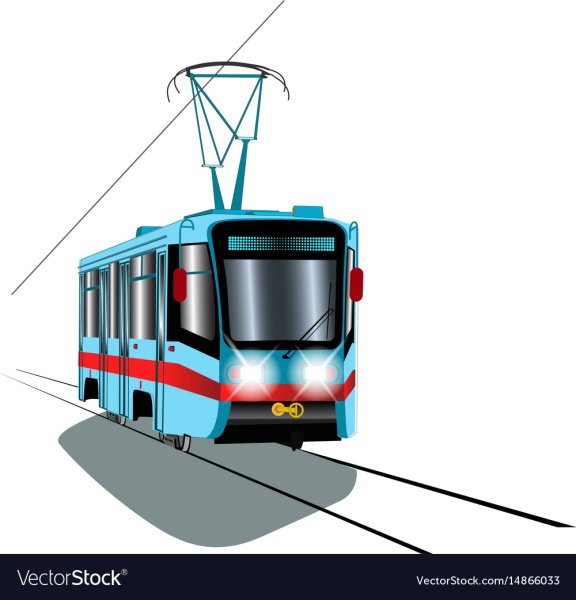 Трамвай ктм5 вектор акварель