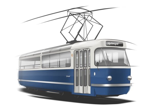 Трамвай на прозрачном фоне