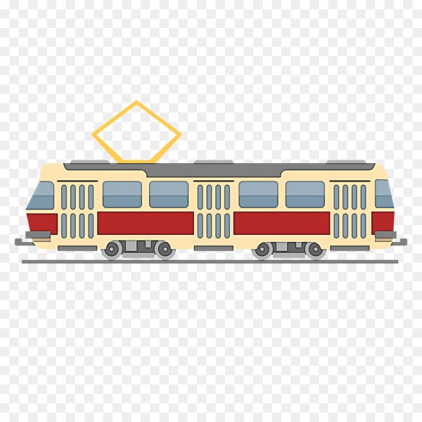 Трамвай на прозрачном фоне