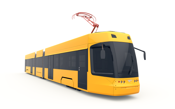 Трамвай на белом фоне