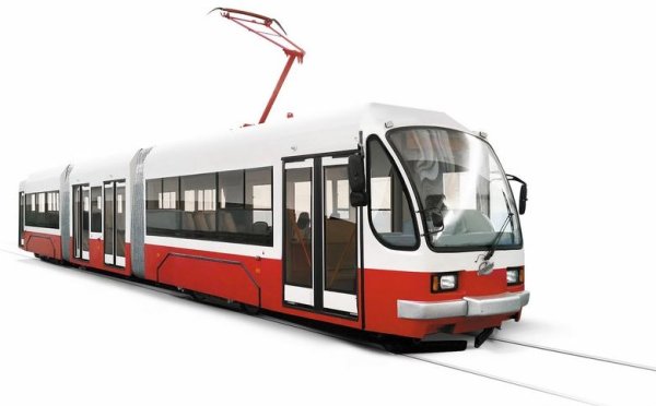 Трамвай на белом фоне