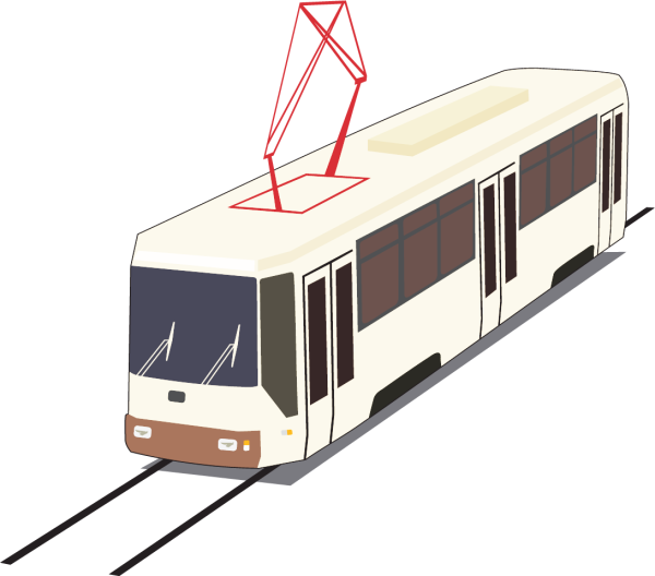 Трамвай на белом фоне