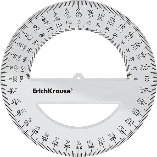 Транспортир 12см 360 ° Erich Krause Clear, точная угловая ШК