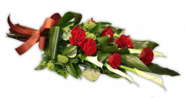 Цветы с траурной лентой