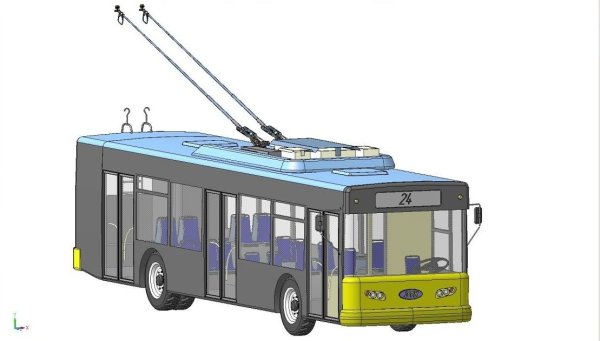 Троллейбус на белом фоне