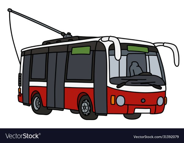 Троллейбус на белом фоне