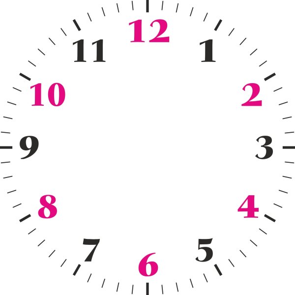 Циферблат детских часов на прозрачном фоне