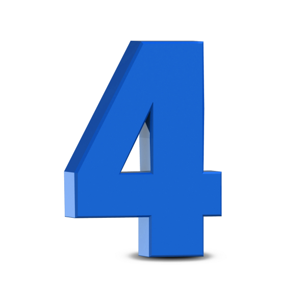 Цифра 4 синяя