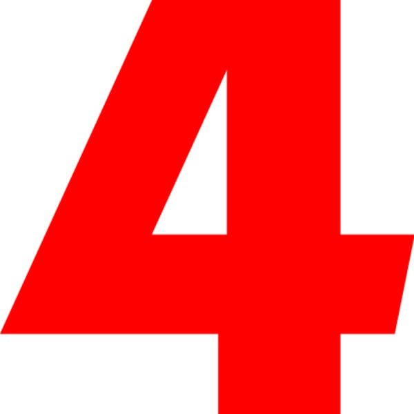 Цифра 4 красного цвета