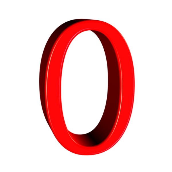 Цифра 0 красная
