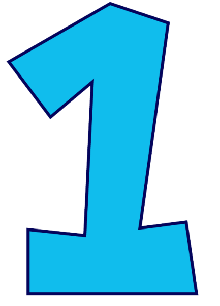 Цифра 1 голубая на прозрачном фоне