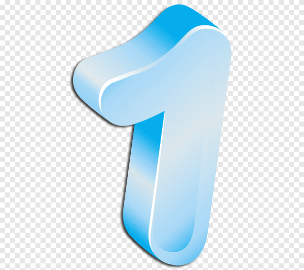 Цифра 1 голубая на прозрачном фоне