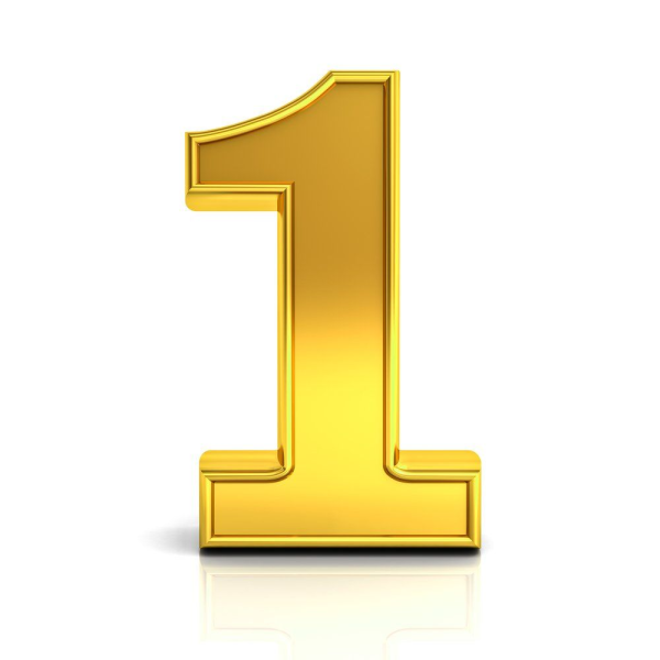 Цифра 1 Золотая на белом фоне